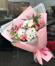 Букет цветов из:  Розы, Лизиантусы и Хризантемы в Михайловке Волгоградской области